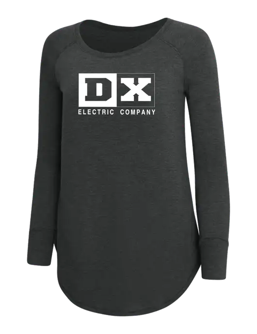 Womens Perfect Wide Collar Tunic Tri-Blend Black Frost 4.5 oz T-Shirt w/DX Logo