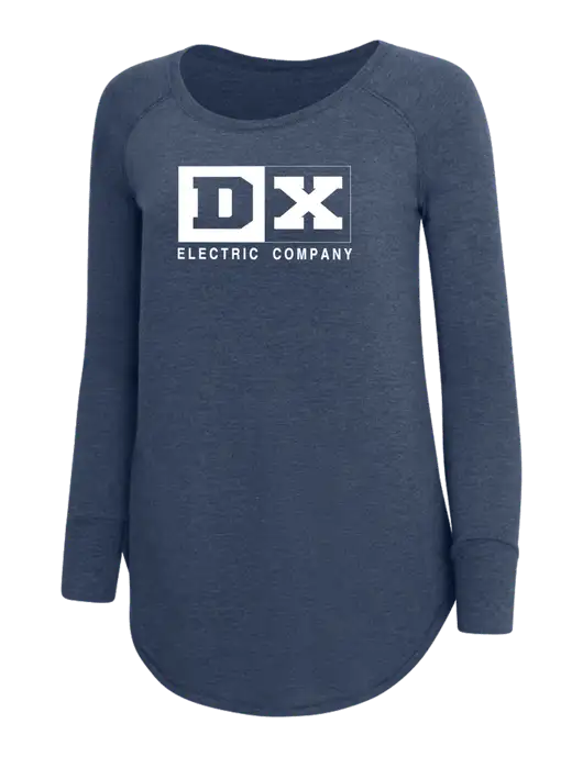 Womens Perfect Wide Collar Tunic Tri-Blend Navy Frost 4.5 oz T-Shirt w/DX Logo