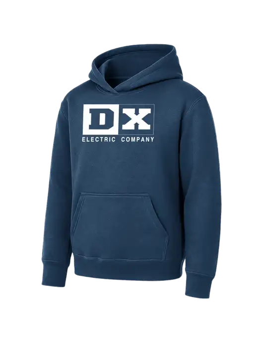 Youth Navy 7.8 oz Pullover Hooded Sweatshirt w/DX Logo