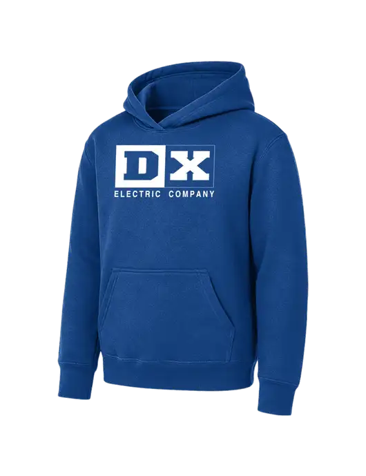 Youth Royal 7.8 oz Pullover Hooded Sweatshirt w/DX Logo