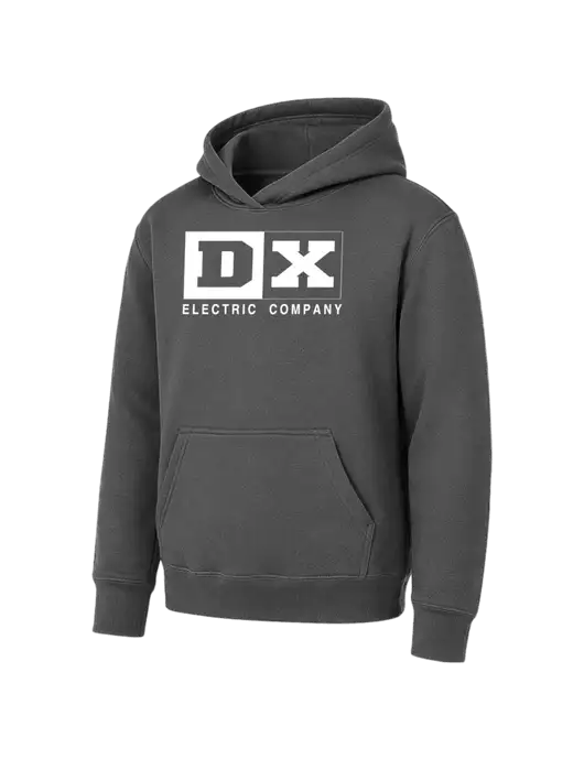 Youth Charcoal 7.8 oz Pullover Hooded Sweatshirt w/DX Logo