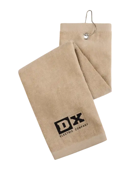 Khaki Tri-Fold Golf Towel with Grommet w/DX Logo