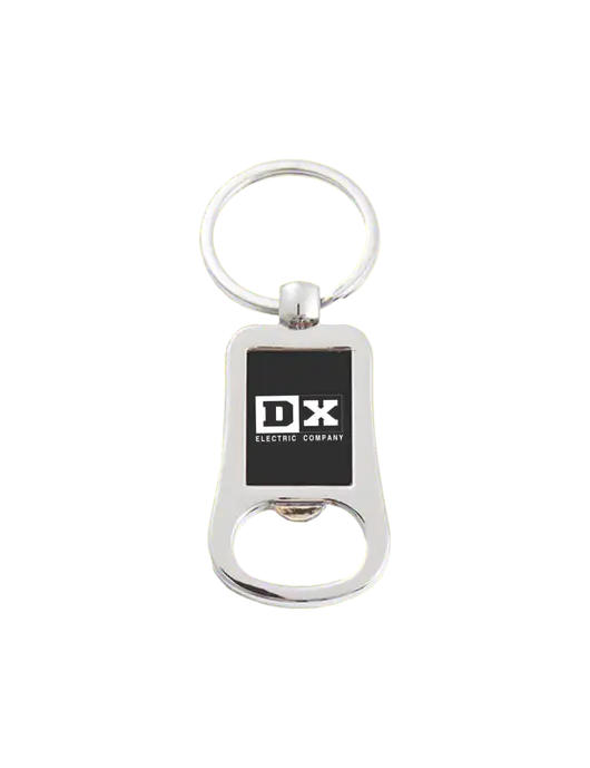 Silver & Black Bottle Opener Keychain w/DX Logo