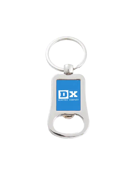 Silver & Blue Bottle Opener Keychain w/DX Logo