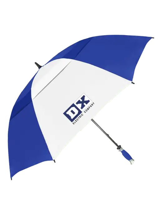 Royal/White Vented Typhoon Tamer Golf Umbrella w/DX Logo