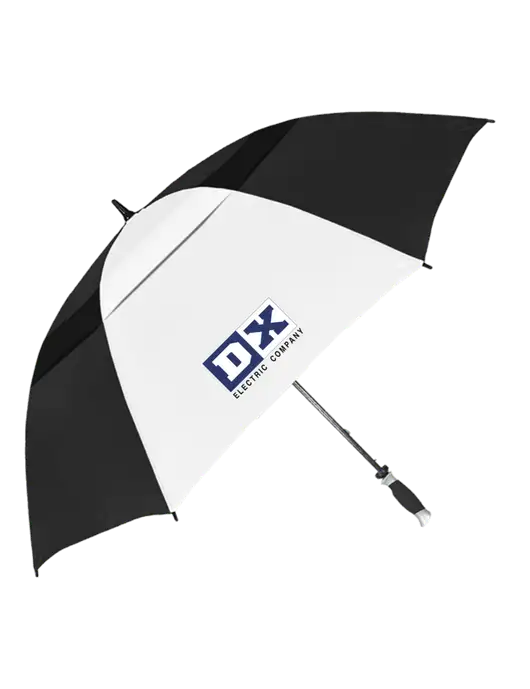 Black/White Vented Typhoon Tamer Golf Umbrella w/DX Logo