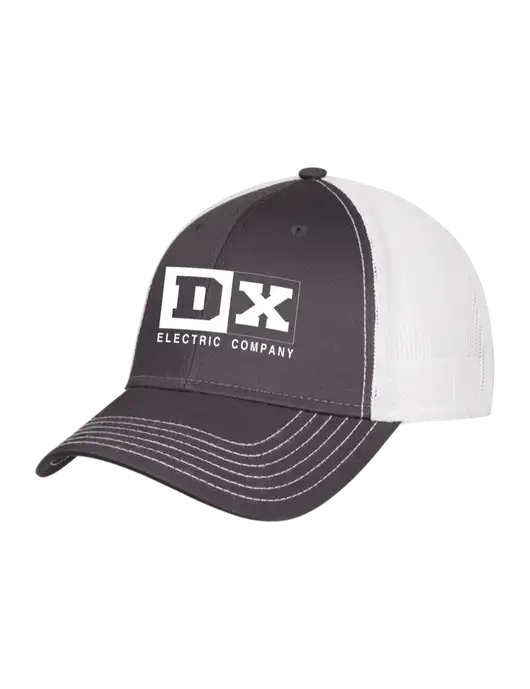 Charcoal/White Mesh Trucker Cap Snap Back w/DX Logo