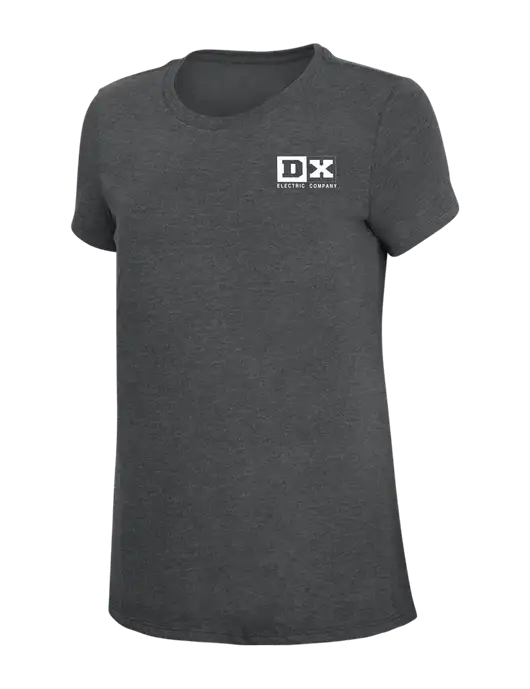 Womens Simply Soft Charcoal 4.5oz Poly/Combed Ring Spun Cotton T-Shirt w/DX Logo