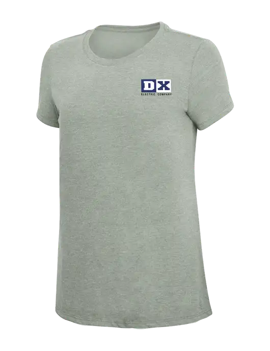 Womens Simply Soft Heathered Light Grey 4.5oz Poly/Combed Ring Spun Cotton T-Shirt w/DX Logo