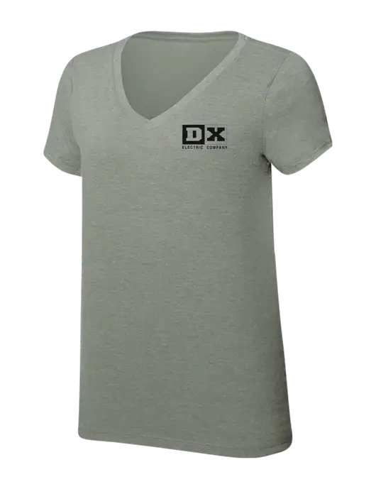 Womens Simply Soft V-Neck Heather Sage 4.5oz  Poly/Combed Ring Spun Cotton T-Shirt w/DX Logo