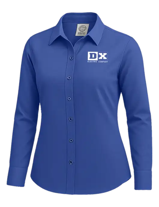 Brooks Brothers Womens Royal Blue Wrinkle-Free Stretch Nailhead Shirt w/DX Logo