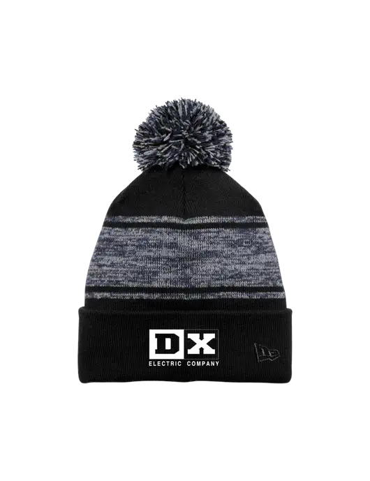 New Era Black/Navy Knit Chilled Pom Beanie w/DX Logo
