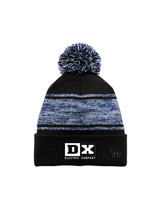 New Era Black/Royal Knit Chilled Pom Beanie w/DX Logo