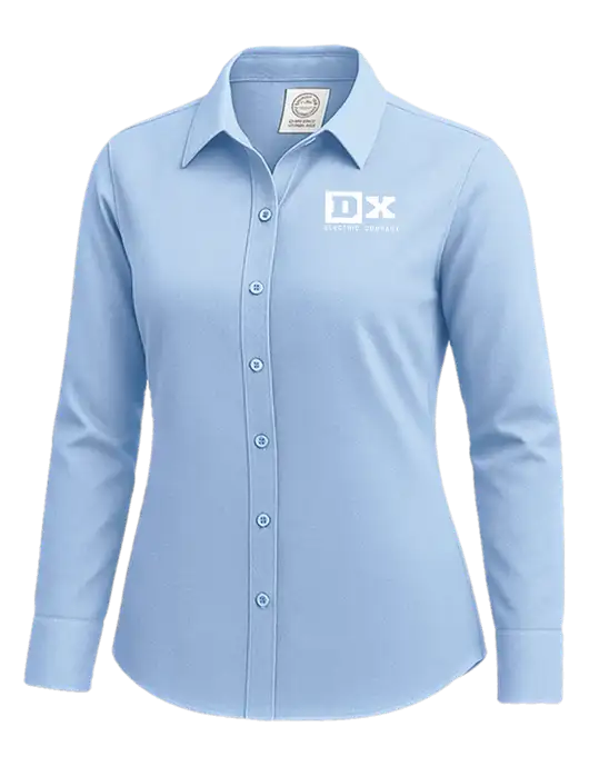Brooks Brothers Womens Light Blue Wrinkle-Free Stretch Nailhead Shirt w/DX Logo