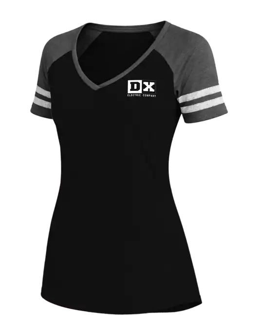 Womens Black/Charcoal Heather V-Neck Game Tee w/DX Logo