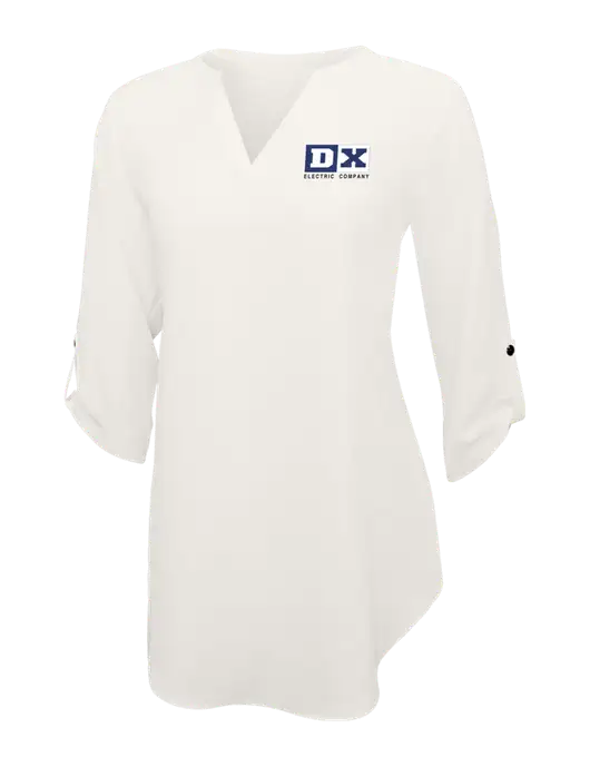 Ivory Womens 3/4 Sleeve Tunic Blouse w/DX Logo