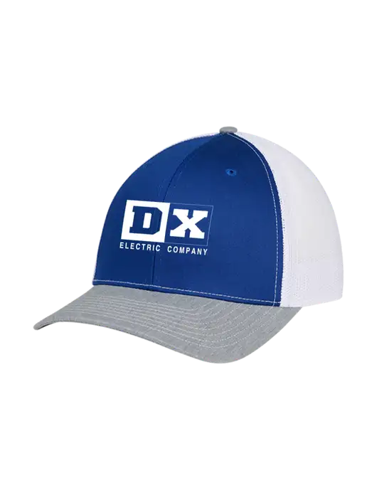 Richardson Adjustable Snapback Original 112 Trucker Cap Royal/HeatherGrey/White Mesh w/DX Logo
