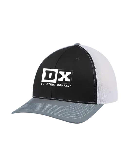 Richardson Adjustable Snapback Original 112 Trucker Cap Black/Light Heather Grey/White Mesh w/DX Logo