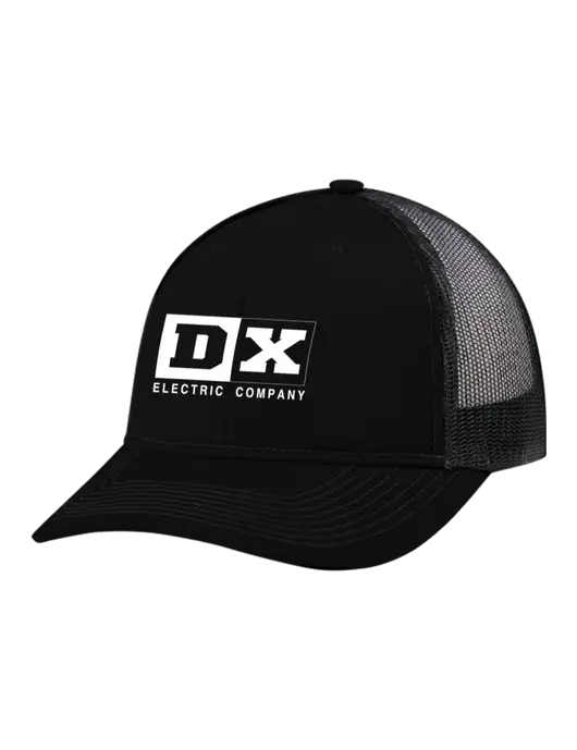 Snapback Ponytail Trucker Cap Black w/Black Mesh w/DX Logo