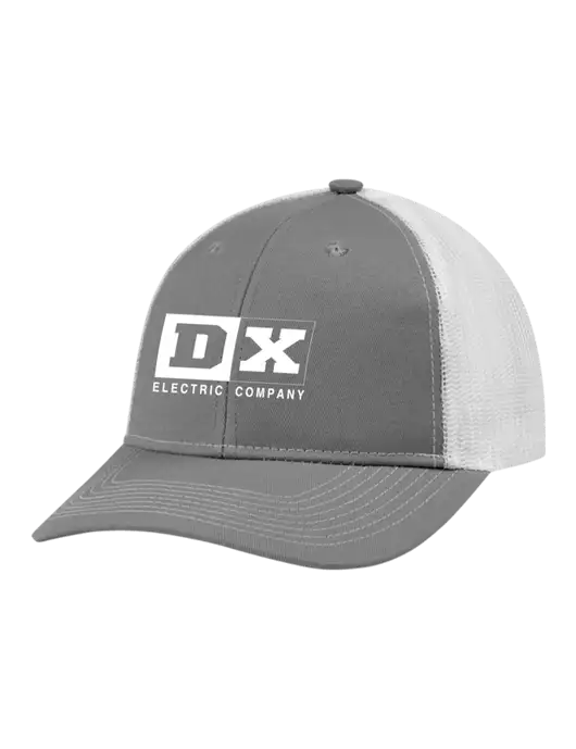 Snapback Ponytail Trucker Cap Light Medium Heather Grey w/White Mesh w/DX Logo