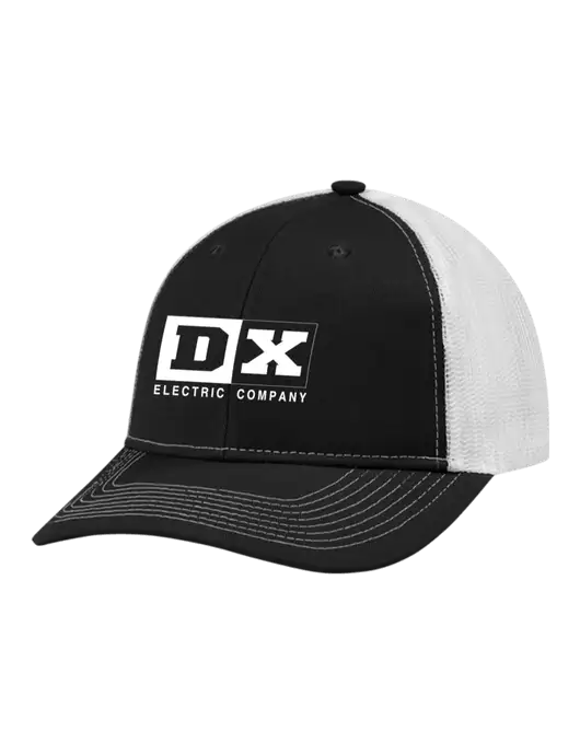 Snapback Ponytail Trucker Cap Black w/White Mesh w/DX Logo