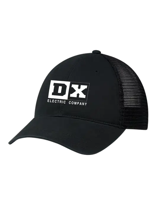 Richardson 111 Garment Washed Trucker Cap Black w/Black Mesh w/DX Logo