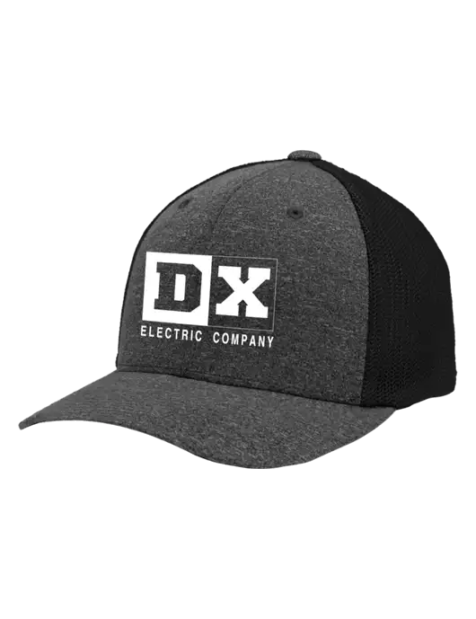 Flexfit Black/Dark Charcoal Heather Melange Mesh Back Trucker Cap w/DX Logo