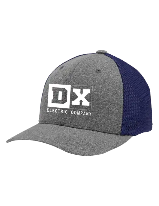 Flexfit Navy/Medium Grey Heather Melange Mesh Back Trucker Cap w/DX Logo