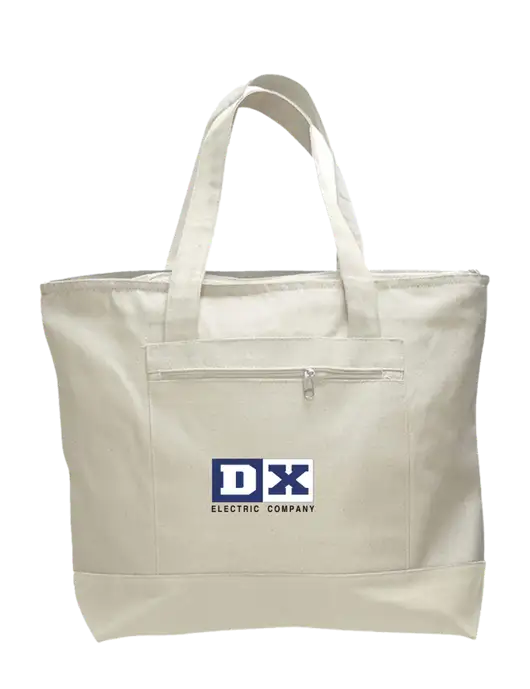 Natural Zippered Tote  w/DX Logo