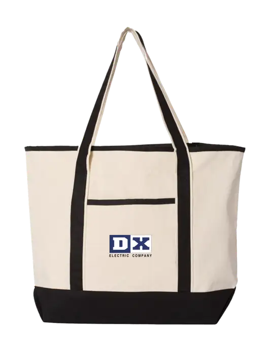 Natural/Black Large Canvas Deluxe Tote w/DX Logo