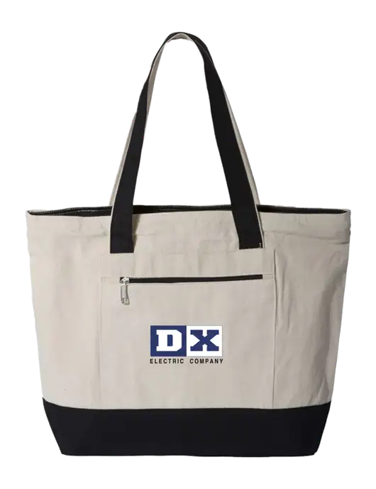 Natural/Black Zippered Tote  w/DX Logo
