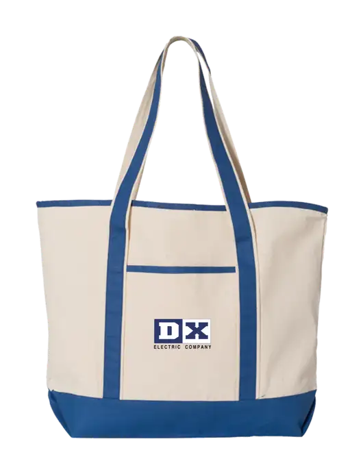 Natural/Royal Large Canvas Deluxe Tote w/DX Logo