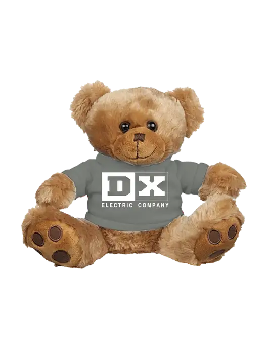 8 1/2 Cuddly Brown Bear With Heather Grey T-Shirt w/DX Logo