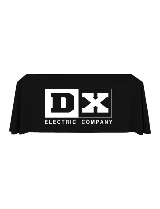 6' Stain-Resistant 4-Sided Black Table Cover w/DX Logo