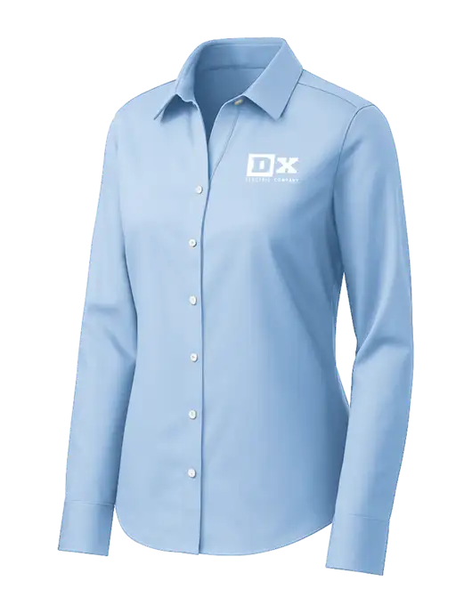 Brooks Brothers Womens Light Blue Wrinkle-Free Stretch Pinpoint Shirt w/DX Logo