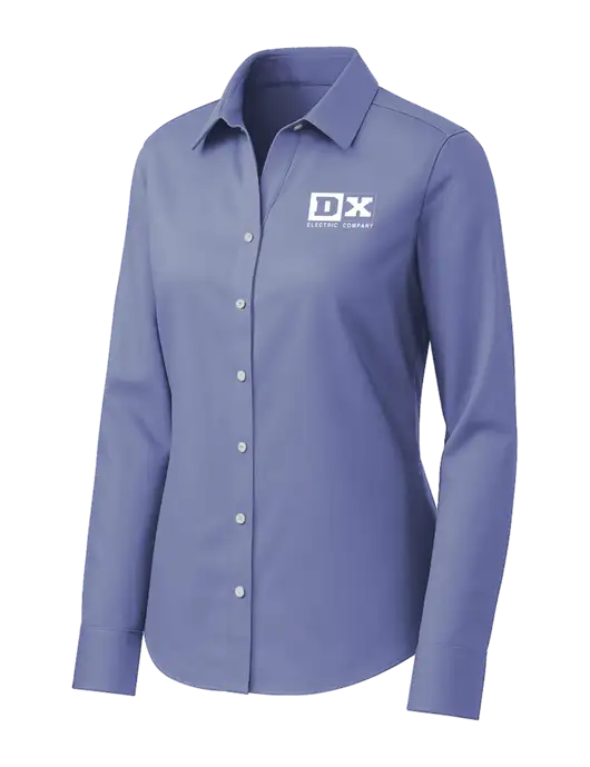Brooks Brothers Womens Royal Blue Wrinkle-Free Stretch Pinpoint Shirt w/DX Logo