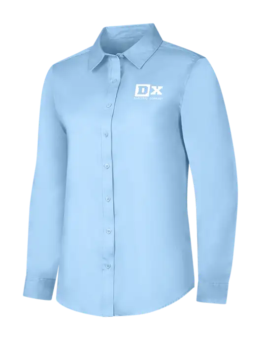 Womens Light Blue Long Sleeve Superpro React Twill Shirt w/DX Logo