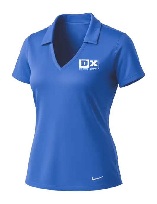 NIKE Light Royal Womens Dri-Fit Vertical Mesh Polo w/DX Logo