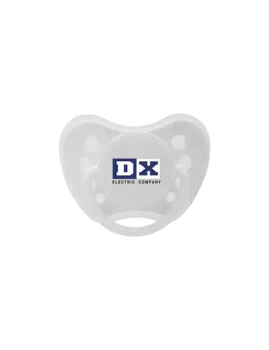 Silicone White Pacifier with Clear Cover w/DX Logo