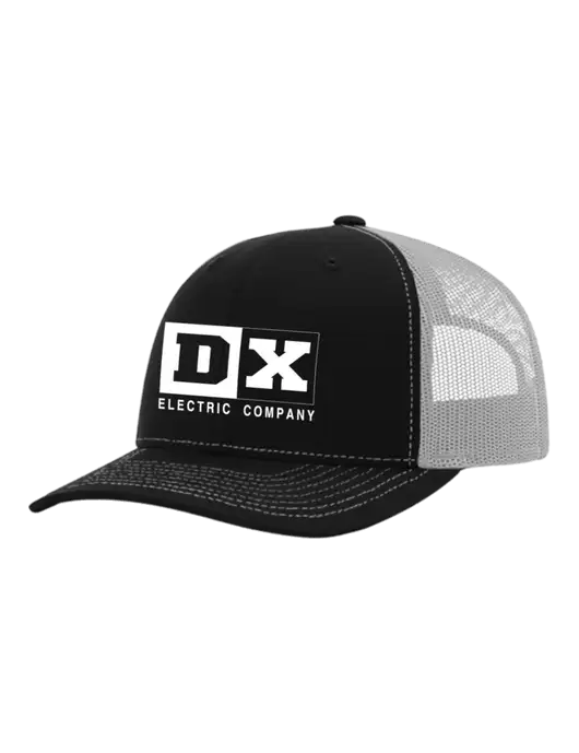 Richardson Adjustable Snapback Original 112 Trucker Cap Black w/White Mesh w/DX Logo