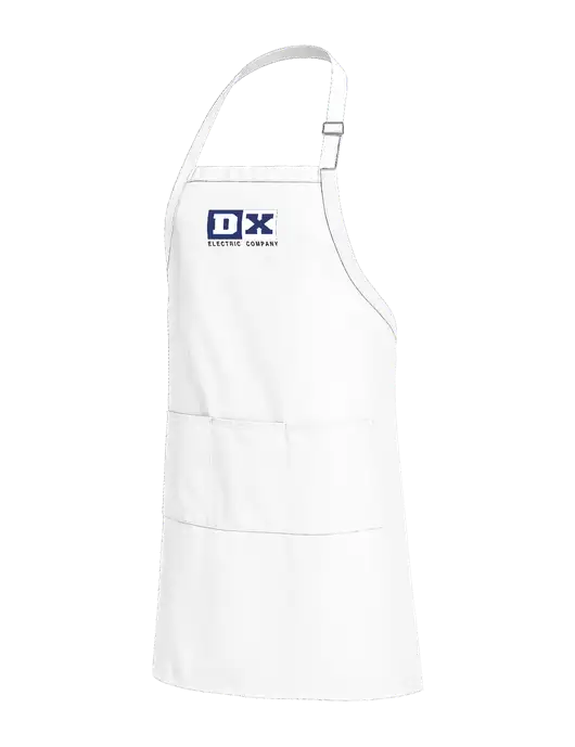 Easy Care Extra Long Bib White Apron with Stain Release w/DX Logo