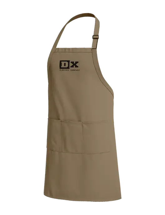 Easy Care Extra Long Bib Dark Tan Apron with Stain Release w/DX Logo