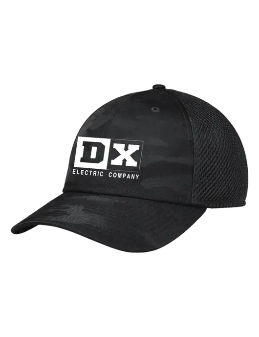 New Era Tonal Dark Grey Camo Stretch Tech Mesh Cap w/DX Logo