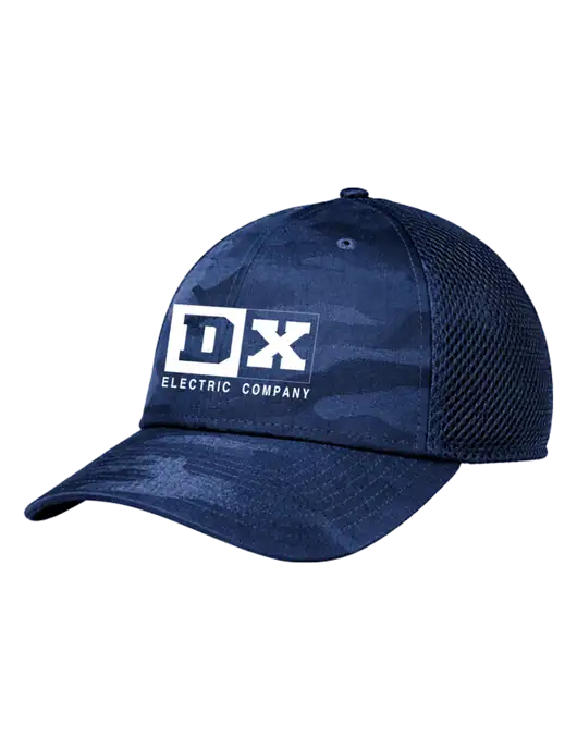 New Era Tonal Dark Royal Camo Stretch Tech Mesh Cap w/DX Logo