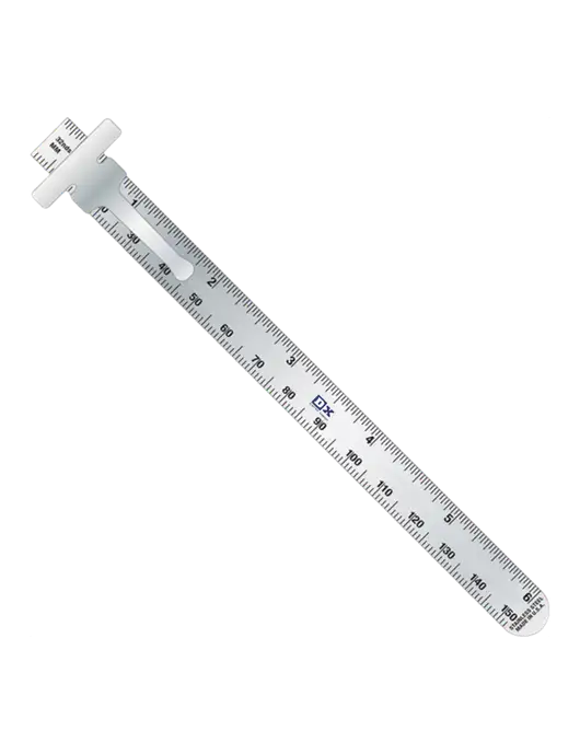 Slim Pocket Ruler 6” Stainless Steel Measuring 32nds & Metric w/DX Logo