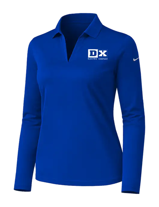 Nike Womens Dark Royal Dri-FIT Micro Pique 2.0 Long Sleeve Polo w/DX Logo