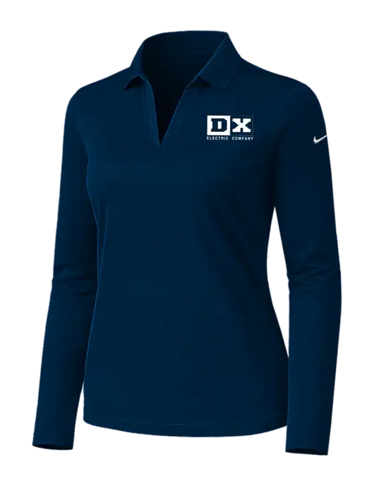 Nike Womens Navy Dri-FIT Micro Pique 2.0 Long Sleeve Polo w/DX Logo